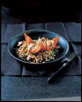 Roasted squash with Leek & Barley Pilaf - from COOKING WITH PUMPKINS AND SQUASH by Brian Glover with photography by Peter Cassidy (9.99 in UK)